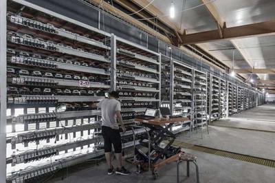 Modern Ethereum mining farm with multiple GPU rigs